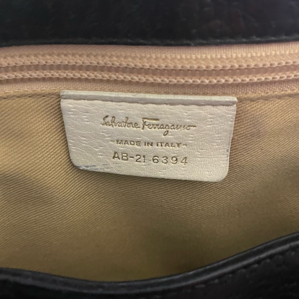 SALVATORE FERRAGAMO Black Leather Gancini Satchel Flap Bowler Bag Italy - Picture 14 of 17